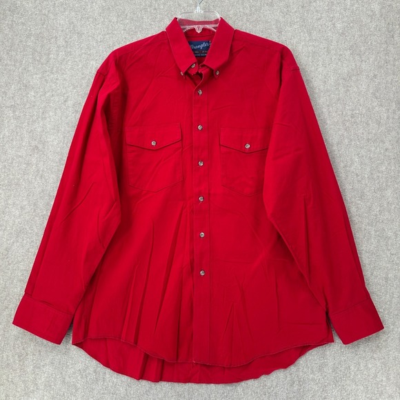 Vtg Wrangler Cowboy Cut Shirt Men 17 35 X-Long Tail Button Down LS Western Rodeo - Picture 1 of 7